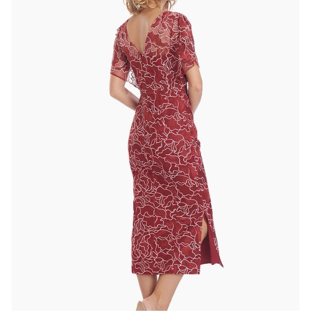 NWT JS Collections Burgundy Lace Midi Dress       Size 6 - Picture 2 of 9